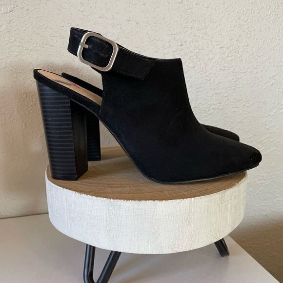Penny Loves Kenneth Black Suede Chunky Heels Size 7.5M EUC - Picture 1 of 6